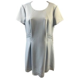 Vince Camuto Dress Womens 14 Scruba Light Fit Flare Laser Cut Pleated Elegant